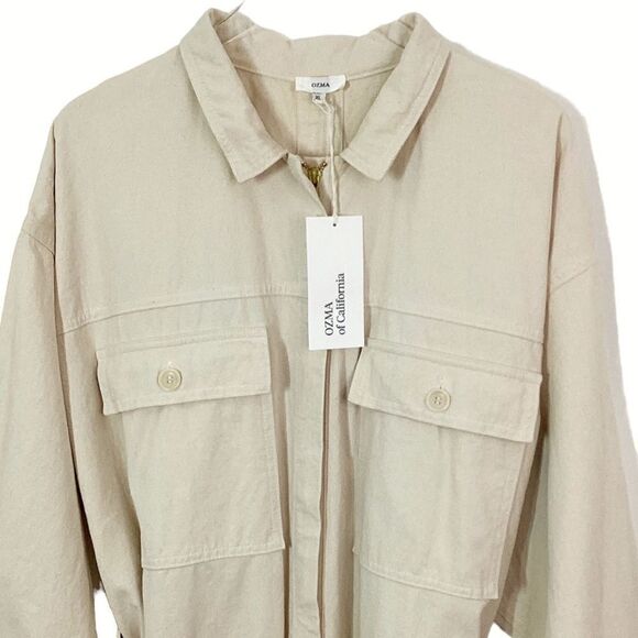 OZMA NWT Size XL Keaton Jumpsuit in Twill Putty Cream Cotton Pantsuit Playsuit - Picture 5 of 12